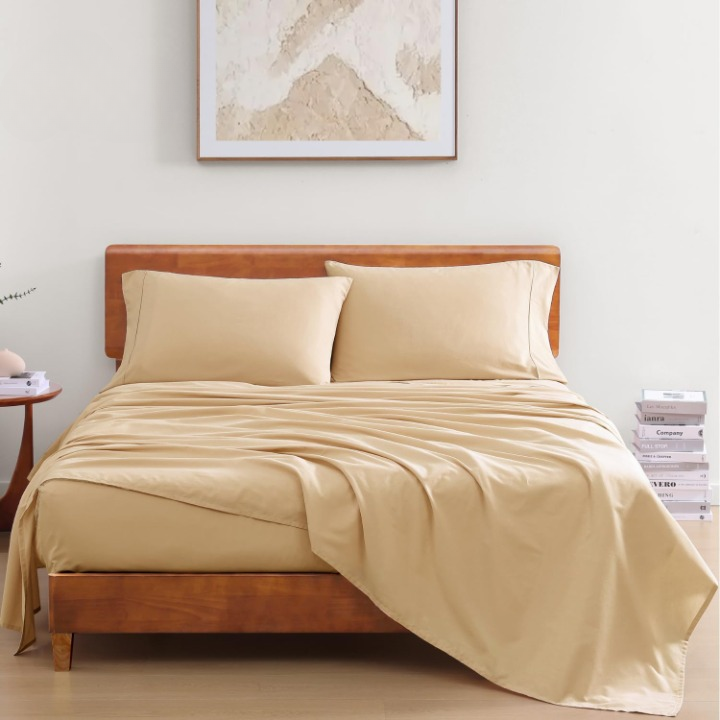Organic Taupe Cotton Percale Bedding Collection