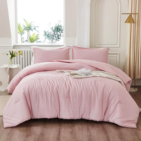 3 Pieces Lightweight Solid Bedding Comforter Set
