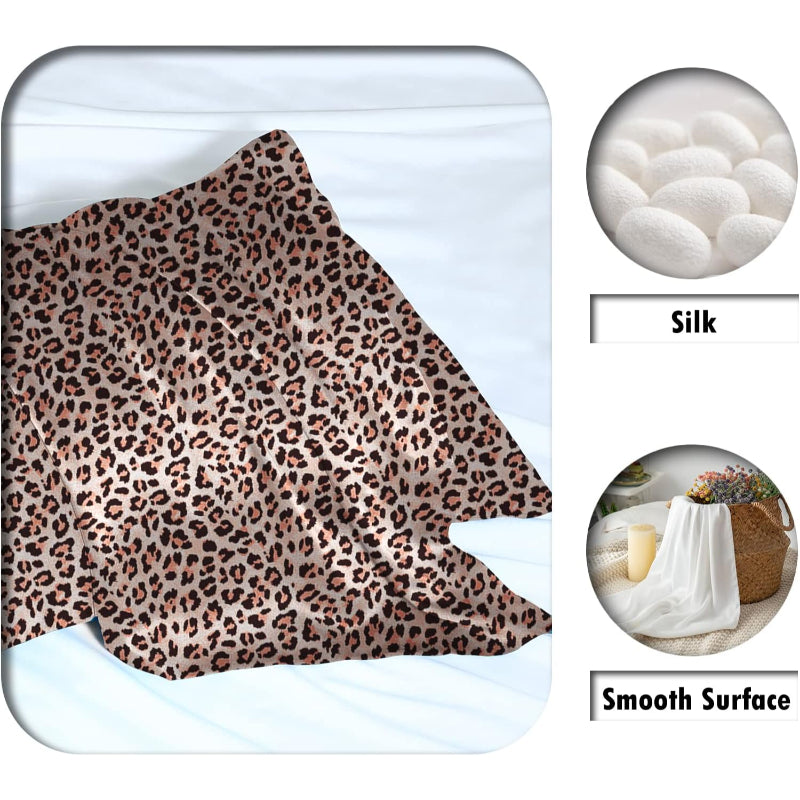 Leopard Print Silk Pillow Cases With Zipper